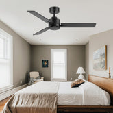 48-inch Indoor Black  Ceiling Fan with Remote without Light(3-Blade)